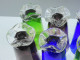 Delcampe - -6 GRANDS VERRES 3 COULEURS DIFFERENTES BLEU MAUVE VERT VERRE Pieds Volantés   E - Glas & Kristall