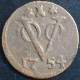 Netherlands East Indies VOC Zeeland Indonesia 1 One Duit 1754 Castle Mintmark - Indonesia