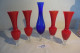 C19 Ensemble De Vases Soliflore Rouge Et Bleu En Opaline Italie - Jarrones