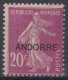 TIMBRE ANDORRE SEMEUSE 20c LILAS-ROSE N° 8 NEUVE ** GOMME SANS CHARNIERE - Neufs