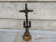 Delcampe - Ancien Crucifix Bronze Laiton XIXème Croix Religion - Religious Art