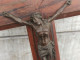 Delcampe - Ancienne Croix Crucifix Christ Métal Patine Bronze Bois Palissandre - Religieuze Kunst