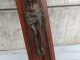 Delcampe - Ancienne Croix Crucifix Christ Métal Patine Bronze Bois Palissandre - Art Religieux