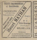 Belgique Vers 1885. Feuillet La Commerciale, Ex Entier Annonces ? Dentisterie Billard Tabac Vélo Parfum Chasse Pêche RR - Cycling