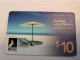 BERMUDA  $10,-,-NORTH ROCK   BERMUDA / PARASOL ON BEACH / 3/2005/ 9606 EX /   PREPAID CARD  Fine USED  **16195** - Bermude