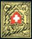 SUISSE - Z 16 II 10 RAPPEN CROIX NON ENCADREE STEIN A2 POSITION 2 - OBLITERE - CERTIFICAT ED. ESTOPPEY - 1843-1852 Federale & Kantonnale Postzegels