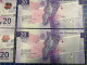 MACAU, MACAO - 2020 BANCO NACIONAL ULTRAMARINO 20 PATACAS UNC X 3 SHEETS WITH SAME NUMBERS - Macau