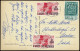 1962 Picture Postcard Franked With OBP N° 41 (2x) And 58 50c. - Independance And 5fr. - Katangese Art, Sent By Airmail F - Katanga