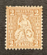 1867 Switzerland 2c Red Brown Seated Helvetia - Nuovi