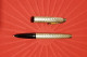 Delcampe - SHEAFFER Silver And Gold Fountain Pen And Ballpoint Pen Set - Plumes