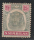 MALAYSIA - NEGRI SEMBILAN - N°13 * (1896-99) Tigre : 25c Vert Et Rose - Negri Sembilan