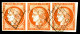 O N°5a, 40c Orange-vif, Bande De Trois Obl Grille. SUP (signé Calves/certificat)  Qualité: Oblitéré  Cote: 2800 Euros - 1849-1850 Cérès