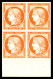 ** N°5g, 40c Orange Impression De 1862 En Bloc De Quatre Bas De Feuille, Fraîcheur Postale, SUP (certificat)  Qualité: * - 1849-1850 Cérès