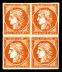 ** N°5A, 40c Orange En Bloc De Quatre Avec Quatre Belles Marges (2ex*), Fraîcheur Postale, RARE ET SUPERBE (signé Brun/c - 1849-1850 Cérès