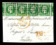 O N°12c, 5c Vert Très Foncé Sur Vert, Bande De 4 Obl Gros Points Avec Voisins, Sur Son Support. SUP (certificat)  Qualit - 1853-1860 Napoléon III.