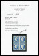 ** N°15, 25c Bleu En Bloc De Quatre (2ex*), Fraîcheur Postale. SUPERBE. R.R.R. (signé Brun/Calves/certificats)  Qualité: - 1853-1860 Napoléon III