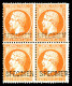 ** N°23d, 40c Orange Surchargé 'SPECIMEN' En Bloc De Quatre (2ex*), Fraîcheur Postale, TTB (certificat)  Qualité: ** - 1862 Napoléon III.