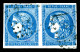 O N°45, 20c Bleu-gris Type II Report 3 En Paire. TB  Qualité: Oblitéré  Cote: 650 Euros - 1870 Bordeaux Printing