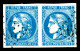 O N°46Bh, 20c Bleu Outremer Type III Report 2 En Paire, Très Jolie Nuance. SUP. R. (signé Calves/certificats)  Qualité:  - 1870 Bordeaux Printing