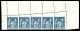 ** N°90, 15c Bleu: Piquage Oblique Par Pliage Sur Bande De Cinq Haut De Feuille. SUP. R. (certificat)  Qualité: **  Cote - 1876-1898 Sage (Type II)