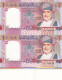 OMAN 1 RIAL 2005 P-43 UNCUT PAIR WITH LOWER MARGIN UNC - Oman