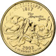 États-Unis, Quarter, Mississippi, 2002, U.S. Mint, Golden, Cupronickel Plaqué - 1999-2009: State Quarters