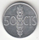MONEDA DE 0.50 PESETAS DE 1975 *76  DE ALUMINIO - SIN CIRCULAR - 50 Centesimi