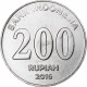 Indonésie, 200 Rupiah, 2016, Aluminium, SPL - Indonesia