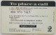 USA 10 Minutes Free Calling Card - General Foods International Coffees - AT&T