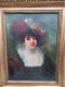 Tableau Portrait Feminin Au Chapeau Ca1900 Signé D'Abancour - Olii