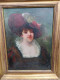 Delcampe - Tableau Portrait Feminin Au Chapeau Ca1900 Signé D'Abancour - Oelbilder