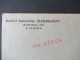 Portugal 1954 Via Aerea/Luftpost Firmenumschlag Banco Nacional Ultramarino Lisboa Marken Mit Perfin / Firmenlochung BNU - Lettres & Documents