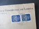 Portugal 1951 Via Aerea/Luftpost Firmenumschlag Banco Espirito Santo Lisboa Marken Mit Perfin / Firmenlochung BES - Lettres & Documents