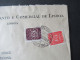 Portugal 1952 Via Aerea/Luftpost Firmenumschlag Banco Espirito Santo Lisboa Marken Mit Perfin / Firmenlochung BES - Brieven En Documenten