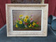 Ancien Tableau Nature Morte Bouquet De Fleurs Signé Andrey - Oleo