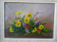 Ancien Tableau Nature Morte Bouquet De Fleurs Signé Andrey - Oleo