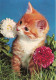 ANIMAUX & FAUNE - Chats - Fleurs - Carte Postale Ancienne - Katzen