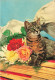 ANIMAUX & FAUNE - Chats - Fleurs - Carte Postale Ancienne - Chats