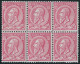 BELGIQUE - COB 46 10C ROSE LEOPOLD II BLOC DE 6 ** - 1884-1891 Leopold II.