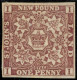 TERRE NEUVE - YVERT 13A - 1 PENNY BRUN LILAS SANS GOMME (*) - 1857-1861