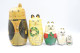 Design :  NESTING DOLLS : CAT SET OF 5 - Matryoshka - Hand Painted - Made In China - 1950's - H:15cm - Oestliche Kunst