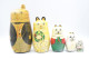 Design :  NESTING DOLLS : CAT SET OF 5 - Matryoshka - Hand Painted - Made In China - 1950's - H:15cm - Art Oriental