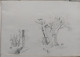 Lot 5 Dessins Anciens Au Crayon Daté 1866 Signés Fred. Posth Maisons Nature Arbres - Dessins