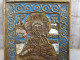 Petite Icone De Voyage Russe Bronze Email XIXème Christ Pantocrator Russian Icon Ikon Enamel - Religious Art