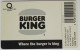 Ireland 10 Units Chip Card - Burger King - Irland
