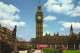 LONDON, ARCHITECTURE, PARLIAMENT, BIG BEN, TOWER WITH CLOCK, BUS, STATUE, ENGLAND, UNITED KINGDOM, POSTCARD - Houses Of Parliament