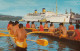 Nawiliwili Kauai, Hawaii, SS Lurline Cruise Ship, Matson Line, Natives In Out-rigger Canoe, C1950s Vintage Postcard - Kauai