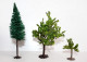 BUSCH, LOT De 3 ARBRE SAPIN CHENE, DECOR PAYSAGE HO, H:5,12,13cm - MINIATURE TRAIN - MODELISME FERROVIAIRE  (1712.282) - Décors