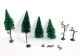 BUSCH LOT 4 ARBRE SAPIN VEGETAUX, HO DECOR PAYSAGE, 12,5 A 14cm MINIATURE TRAIN - MODELISME FERROVIAIRE  (1712.288) - Versieringen