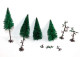 BUSCH LOT 4 ARBRE SAPIN VEGETAUX, HO DECOR PAYSAGE, 12,5 A 14cm MINIATURE TRAIN - MODELISME FERROVIAIRE  (1712.288) - Décors